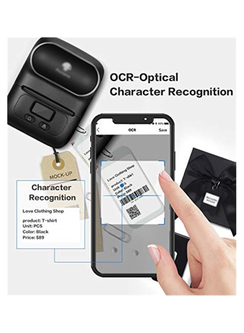 صانعات الملصقات، طابعة ملصقات حرارية بلوتوث محمولة لرموز الباركود، الملابس، المجوهرات، البيع بالتجزئة، البريد، متوافقة مع نظام أندرويد و iOS، مع عبوة واحدة من ملصقات 40 × 30 مم (أسود) - Image 3